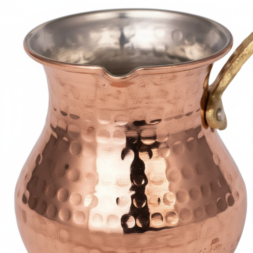 Eylül 180ml copper cezve hammered texture macro