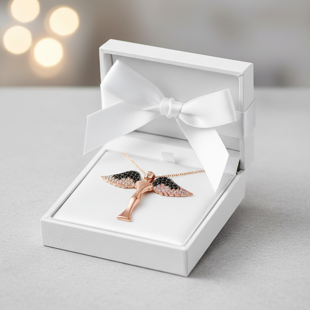 Gümüş Kanatlı Melek Kolye - Hediye