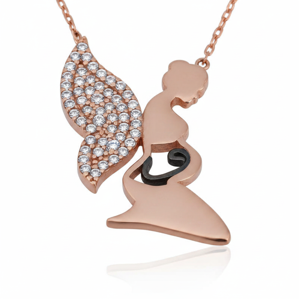 Silver Mother & Child Vav Women's Necklace - Macro