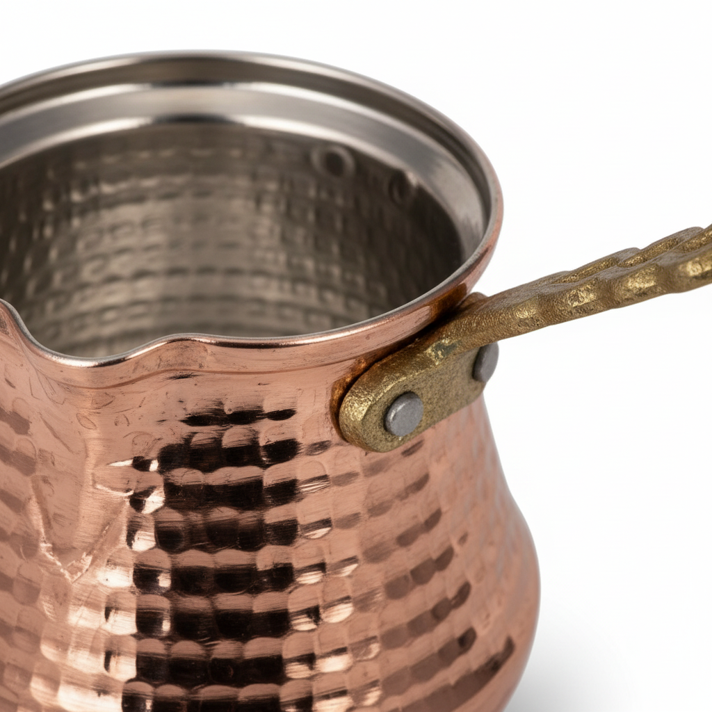 Bakir Sutluk 540ml copper cezve macro texture