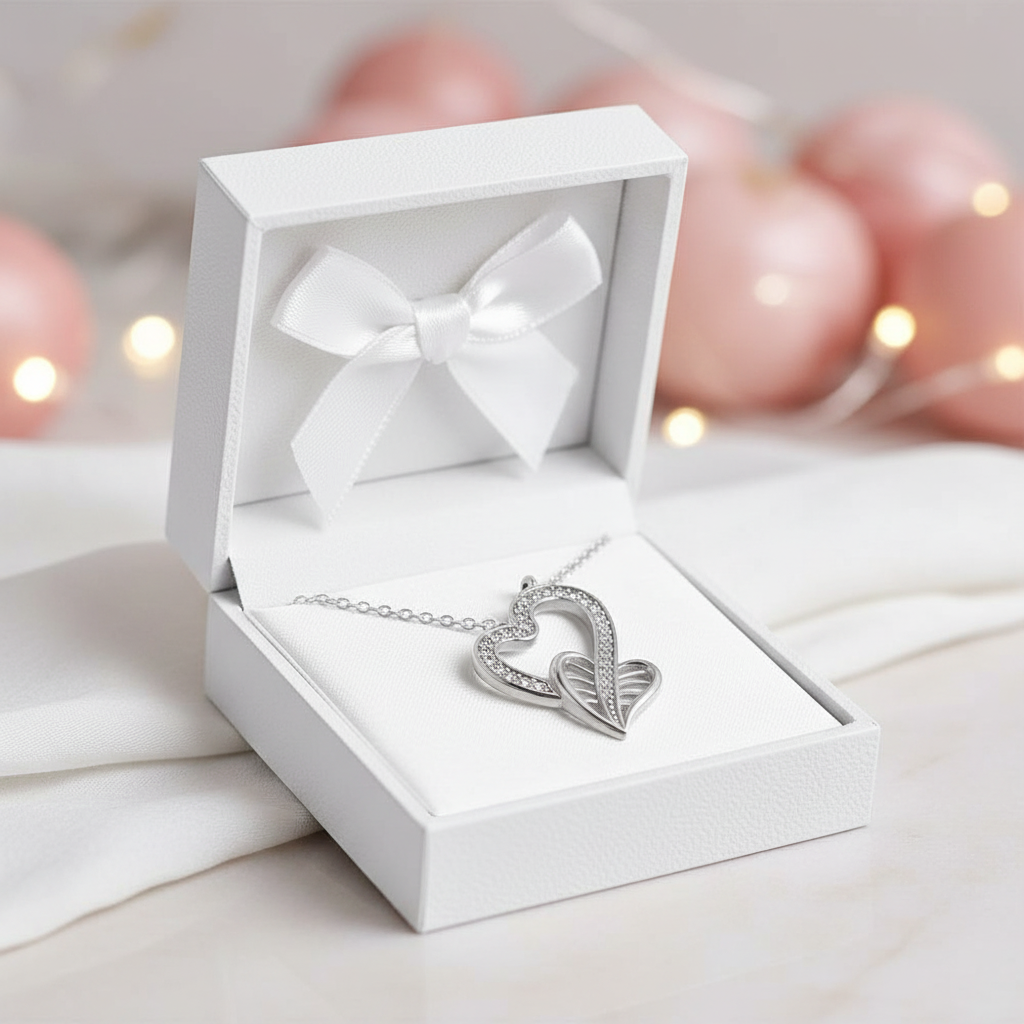 Silver Intertwined Hearts Women's Necklace - Gift