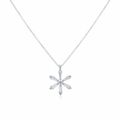 Silver Baguette Stone Flower Women's Necklace - White Background