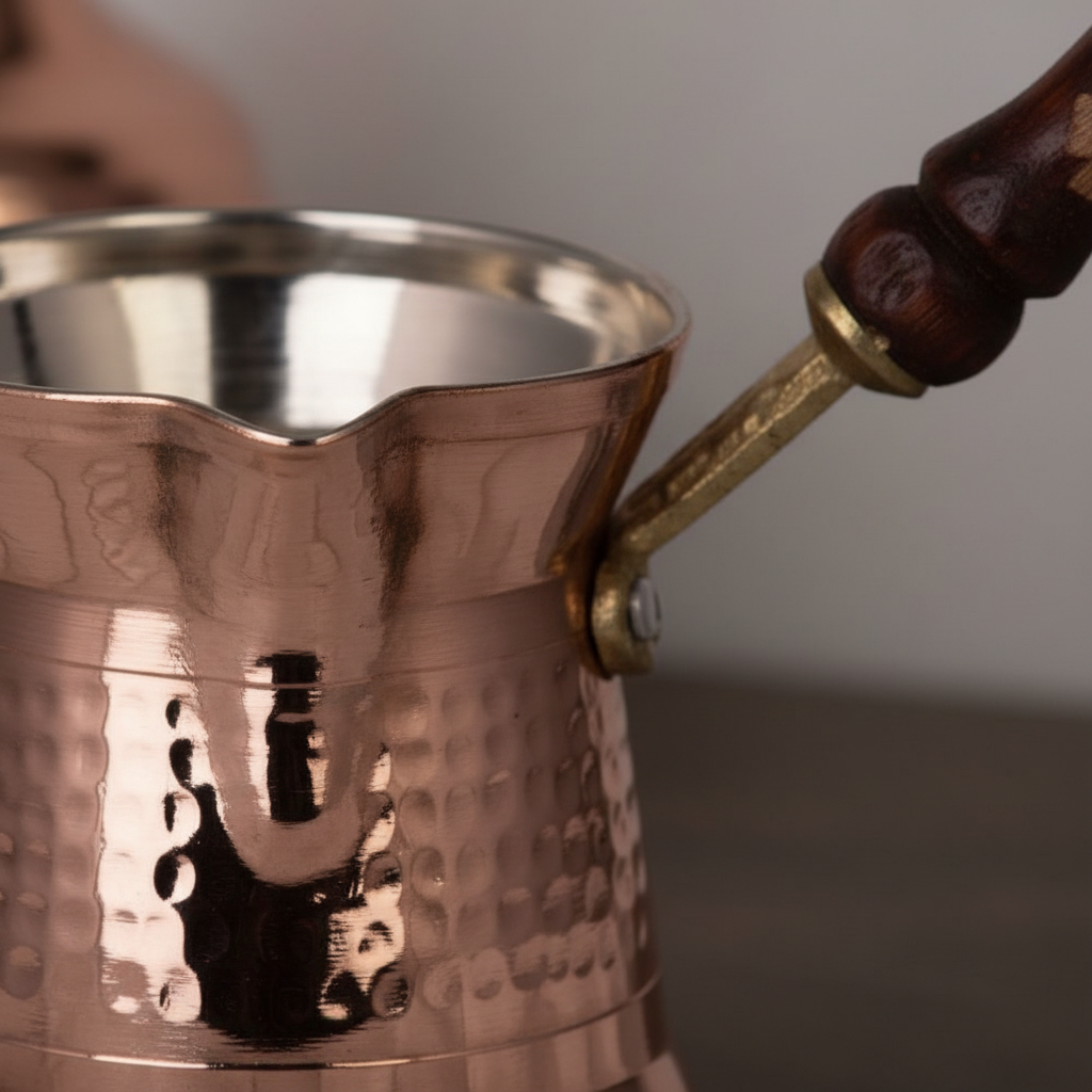 Sultan 350ml copper cezve macro texture