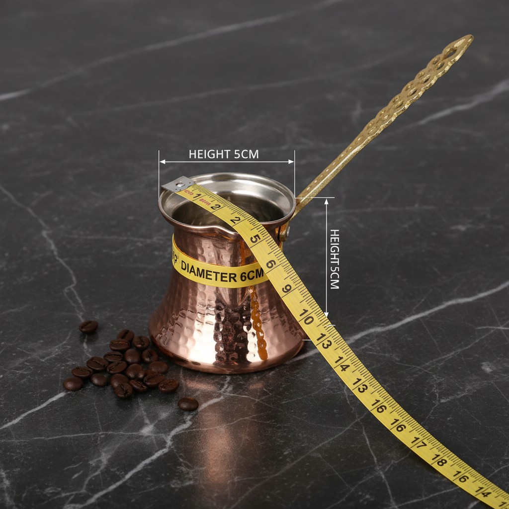 Kervan 90ml copper cezve dimensions 6cm x 5cm
