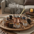 Bakir Sutluk 1120ml copper cezve lifestyle with 10-12 cups