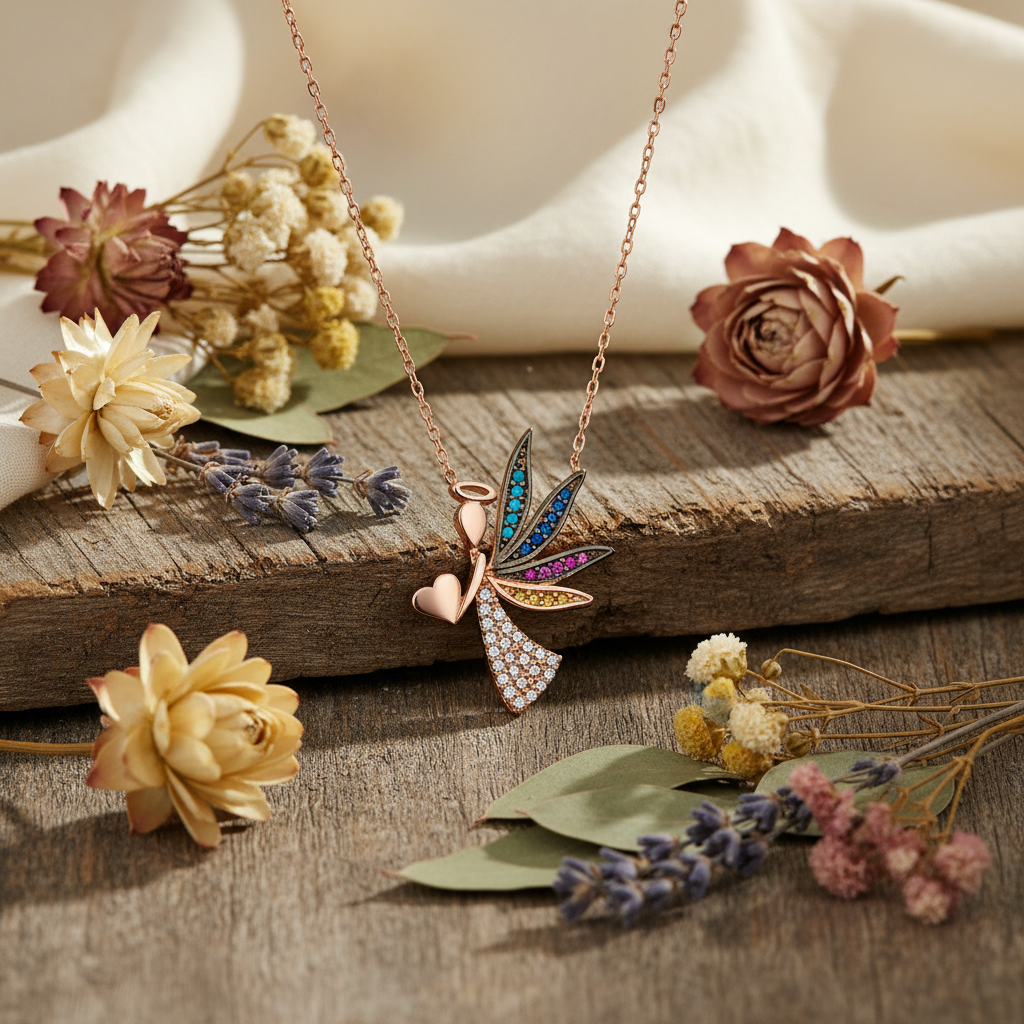 Silver Love Angel Necklace - Lifestyle