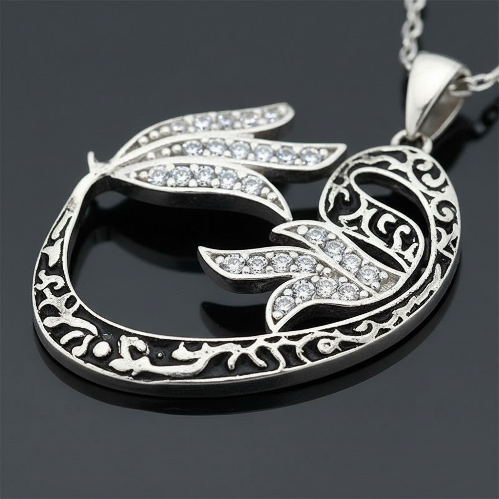 Silver Tulip Vav Women's Necklace - Macro