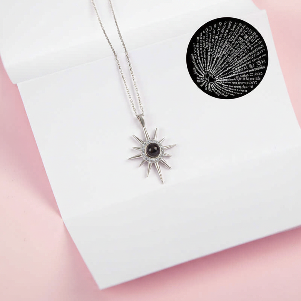 Silver I Love You in 100 Languages North Star Women's Necklace - Lifestyle