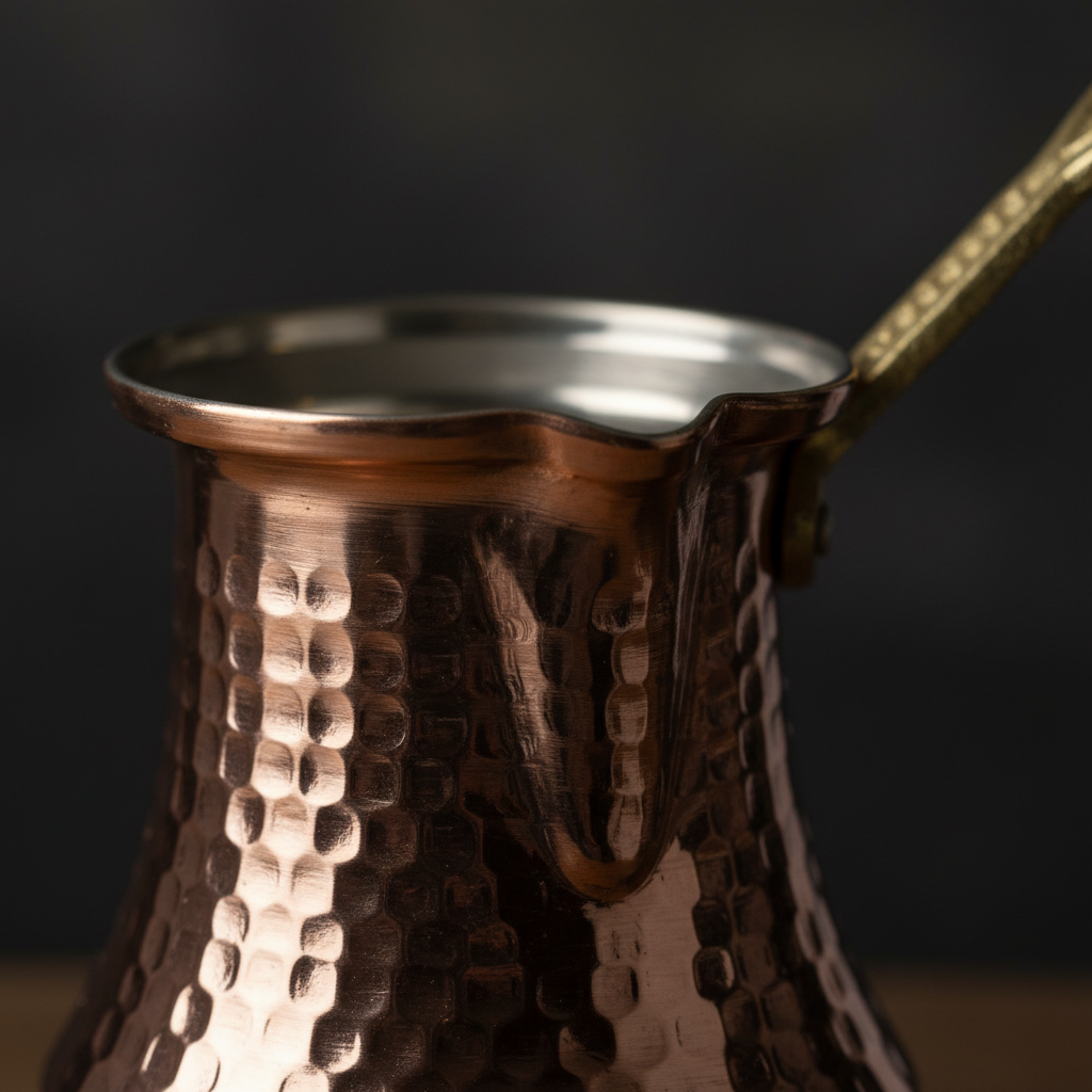 Kervan 390ml copper cezve macro texture