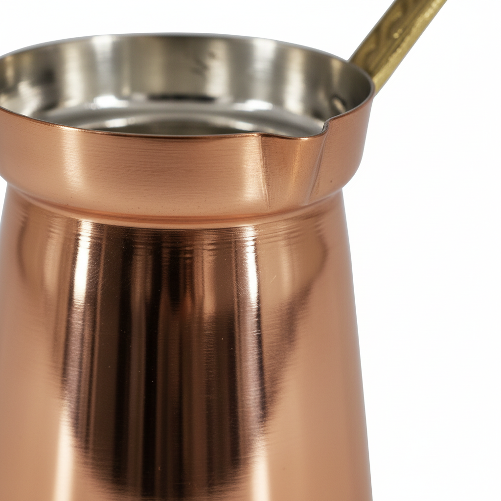 Moda 220ml smooth copper cezve macro detail