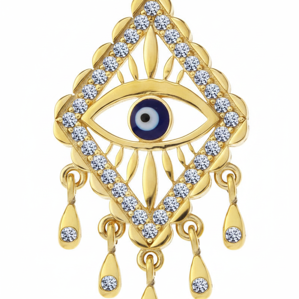 Silver Gold Evil Eye Women's Necklace - Macro