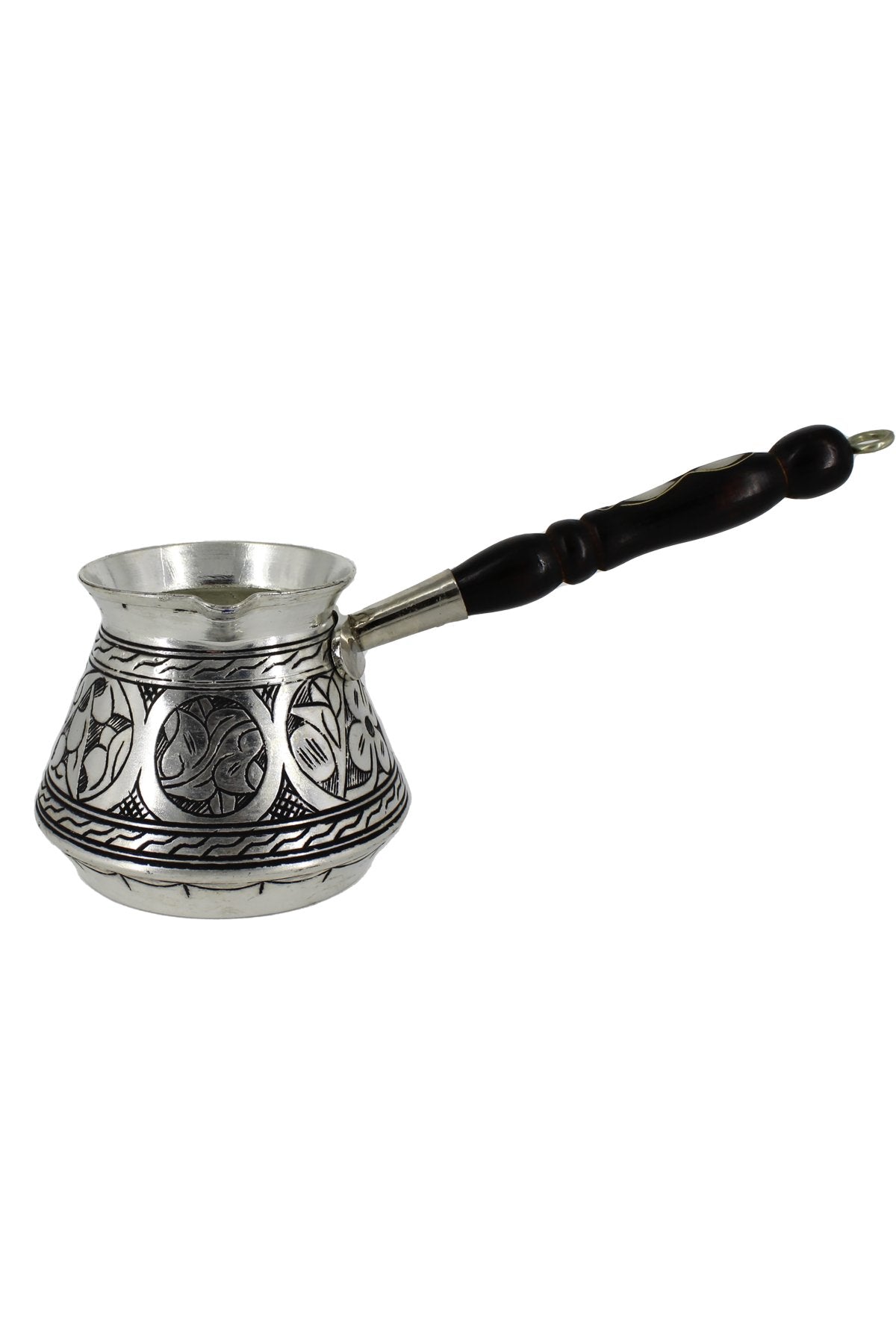 Elite Engraved Copper Turkish Coffee Pot (Cezve) — 580ml | Tin-Plated, Hand-Engraved, Wooden Handle