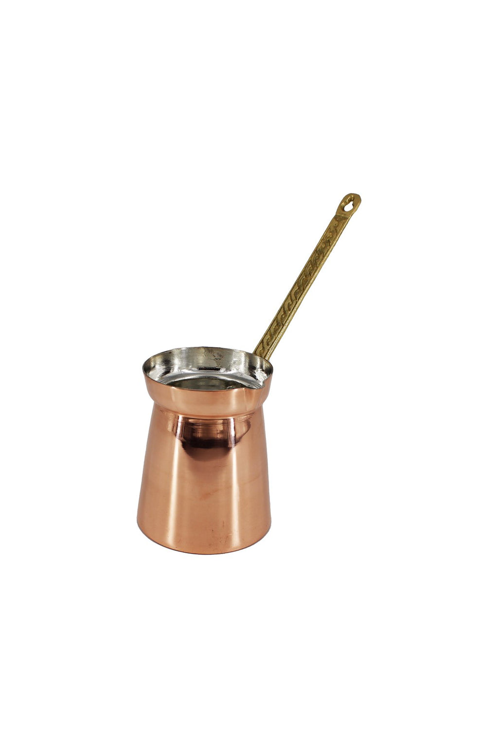 Moda Smooth Copper Turkish Coffee Pot (Cezve) — 220ml | Straight-Sided, 0.9mm Thick, Brass Handle