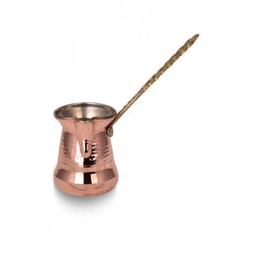 Sultan Thick Hammered Copper Turkish Coffee Pot (Cezve) — 450ml | 0.80mm Heavy-Gauge, Brass Handle